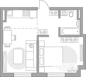 2-к квартира, строящийся дом, 40м2, 1/6 этаж