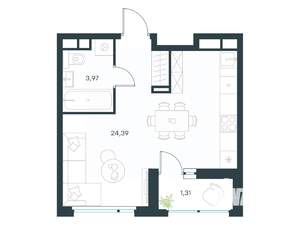 Студия квартира, вторичка, 29м2, 9/15 этаж