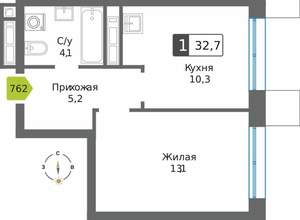 1-к квартира, вторичка, 33м2, 29/32 этаж