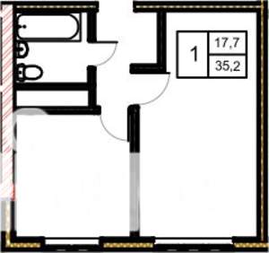 1-к квартира, вторичка, 35м2, 5/5 этаж