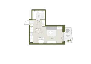 Студия квартира, вторичка, 30м2, 2/8 этаж