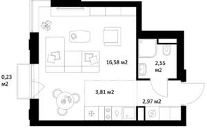 Студия квартира, вторичка, 26м2, 2/9 этаж