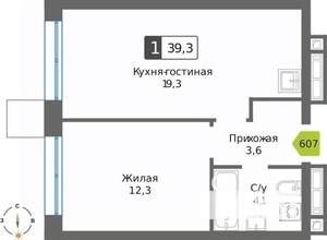 1-к квартира, вторичка, 39м2, 18/32 этаж
