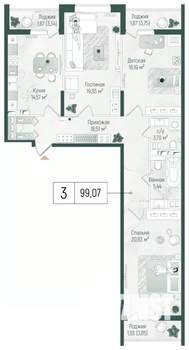 3-к квартира, вторичка, 105м2, 5/10 этаж