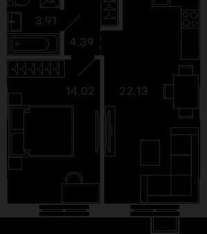 2-к квартира, вторичка, 44м2, 15/28 этаж