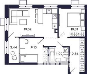 2-к квартира, вторичка, 56м2, 2/28 этаж
