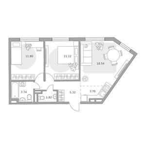 3-к квартира, вторичка, 56м2, 3/6 этаж