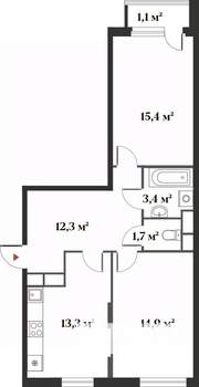2-к квартира, вторичка, 62м2, 6/6 этаж