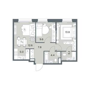 3-к квартира, вторичка, 56м2, 5/6 этаж