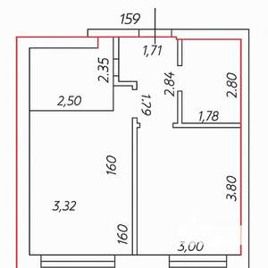 2-к квартира, вторичка, 41м2, 1/5 этаж