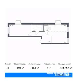 1-к квартира, вторичка, 49м2, 6/24 этаж