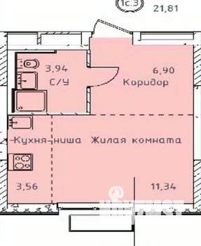 Студия квартира, строящийся дом, 25м2, 15/24 этаж