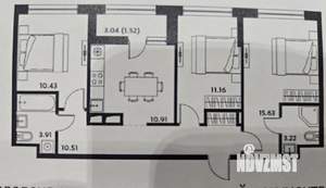 3-к квартира, вторичка, 67м2, 4/15 этаж