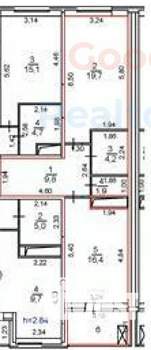 1-к квартира, вторичка, 52м2, 9/18 этаж