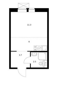 Студия квартира, вторичка, 24м2, 3/9 этаж