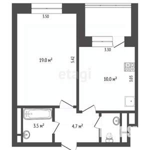1-к квартира, вторичка, 39м2, 2/22 этаж