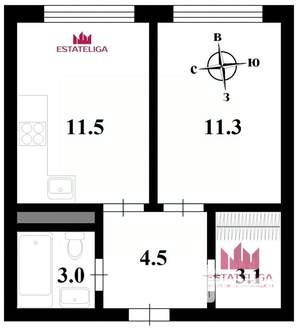 1-к квартира, вторичка, 33м2, 7/8 этаж