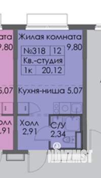 Студия квартира, вторичка, 20м2, 3/9 этаж