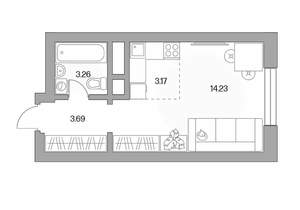 Студия квартира, вторичка, 24м2, 3/23 этаж