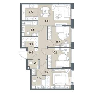 4-к квартира, вторичка, 82м2, 2/6 этаж