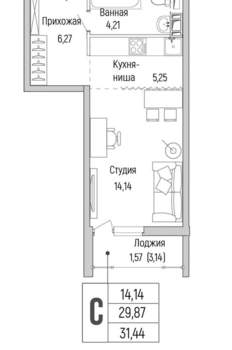 Студия квартира, вторичка, 31м2, 9/9 этаж