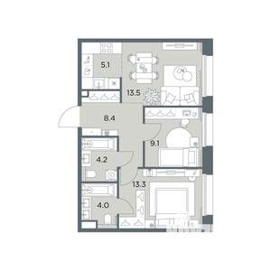 3-к квартира, вторичка, 58м2, 3/6 этаж