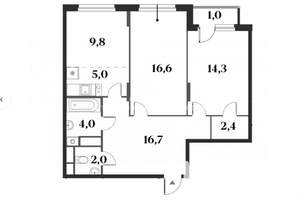 3-к квартира, вторичка, 72м2, 4/6 этаж