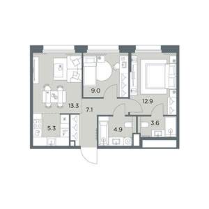 3-к квартира, вторичка, 56м2, 2/6 этаж