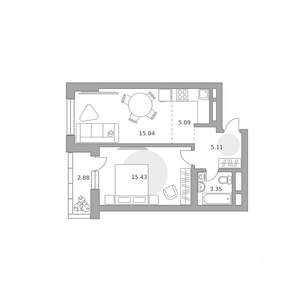 2-к квартира, вторичка, 47м2, 3/25 этаж
