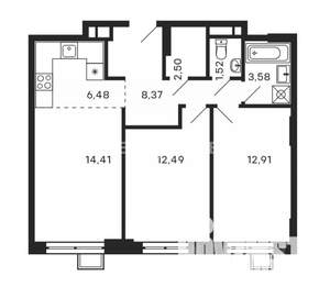 3-к квартира, вторичка, 62м2, 16/28 этаж