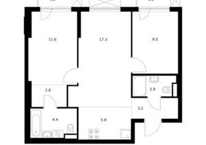 2-к квартира, вторичка, 58м2, 7/9 этаж