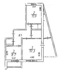 2-к квартира, вторичка, 60м2, 9/17 этаж