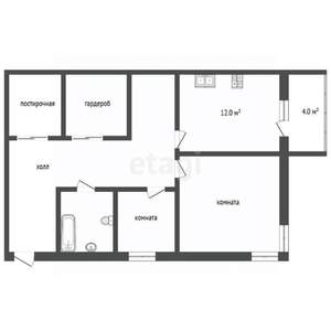 2-к квартира, вторичка, 55м2, 2/4 этаж