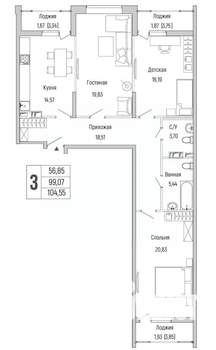 3-к квартира, вторичка, 105м2, 5/9 этаж