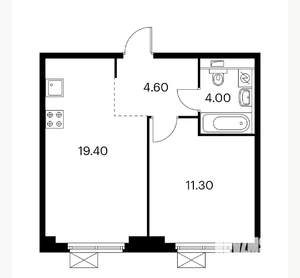 1-к квартира, вторичка, 39м2, 4/9 этаж