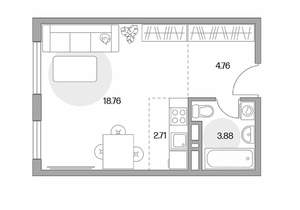 Студия квартира, строящийся дом, 30м2, 2/5 этаж