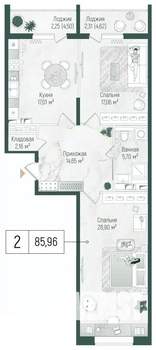 2-к квартира, вторичка, 90м2, 4/10 этаж