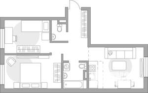 3-к квартира, строящийся дом, 54м2, 1/6 этаж