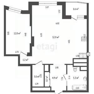 2-к квартира, вторичка, 61м2, 17/25 этаж