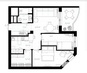 2-к квартира, вторичка, 64м2, 2/10 этаж