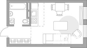 Студия квартира, вторичка, 27м2, 5/6 этаж