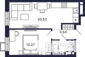 1-к квартира, вторичка, 40м2, 22/28 этаж