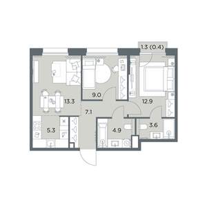 3-к квартира, вторичка, 57м2, 4/6 этаж
