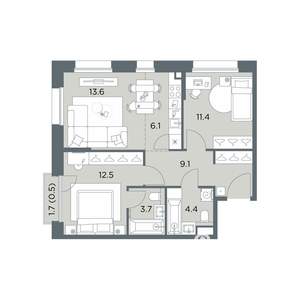 3-к квартира, вторичка, 61м2, 3/6 этаж