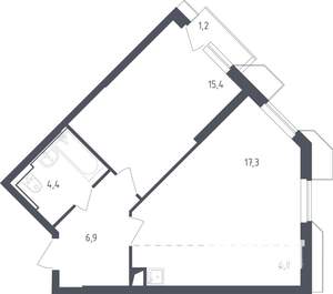 1-к квартира, строящийся дом, 52м2, 8/30 этаж