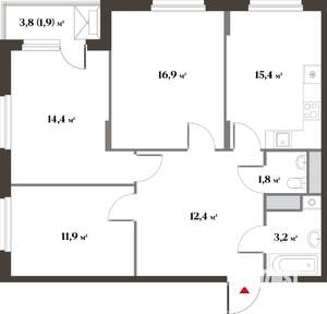 3-к квартира, вторичка, 80м2, 4/6 этаж