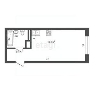 Студия квартира, вторичка, 24м2, 6/9 этаж