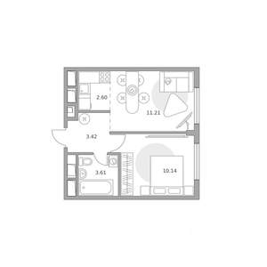 2-к квартира, вторичка, 31м2, 12/14 этаж
