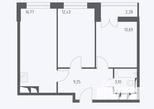 2-к квартира, вторичка, 54м2, 28/28 этаж