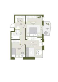 2-к квартира, вторичка, 55м2, 3/8 этаж